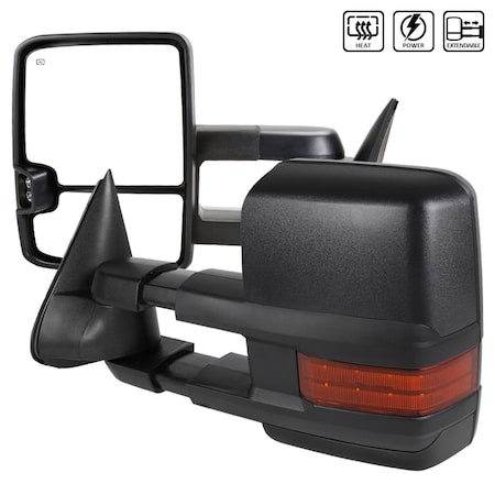 Spec-D Tuning 88-98 Chevrolet C10 Towing Mirrors- Power-Heated LED Style RMX-C1088G3LEDHP-FS